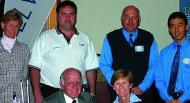 Front: Raymond Ackerman and Bev Scott (Elvey). Back: Lee-Ann and Brent Andreka (RDC), Ken Williams and Kenny Chiu (Elvey)